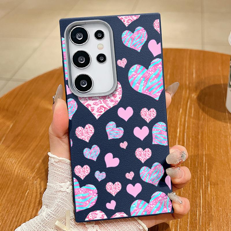 Cute Pink Love Hearts Case For Samsung Galaxy S25 Ultra Capa S24 Ultra S22 Ultra S23 Plus S21 FE S20 5G Magnetic Soft Case Cover