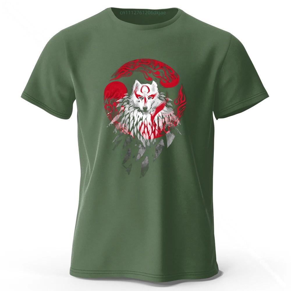 SpringSummer New Mythical White Wolf Cotton Short Sleeved Mens Street Casual Trendy Tshirt Large Loose Comfortable Top