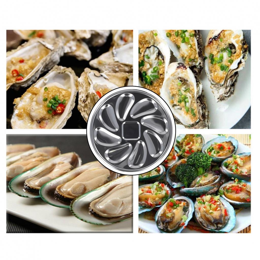 Seafood Tools 9 Slots Stainless Steel Oyster Container Oyster Plate