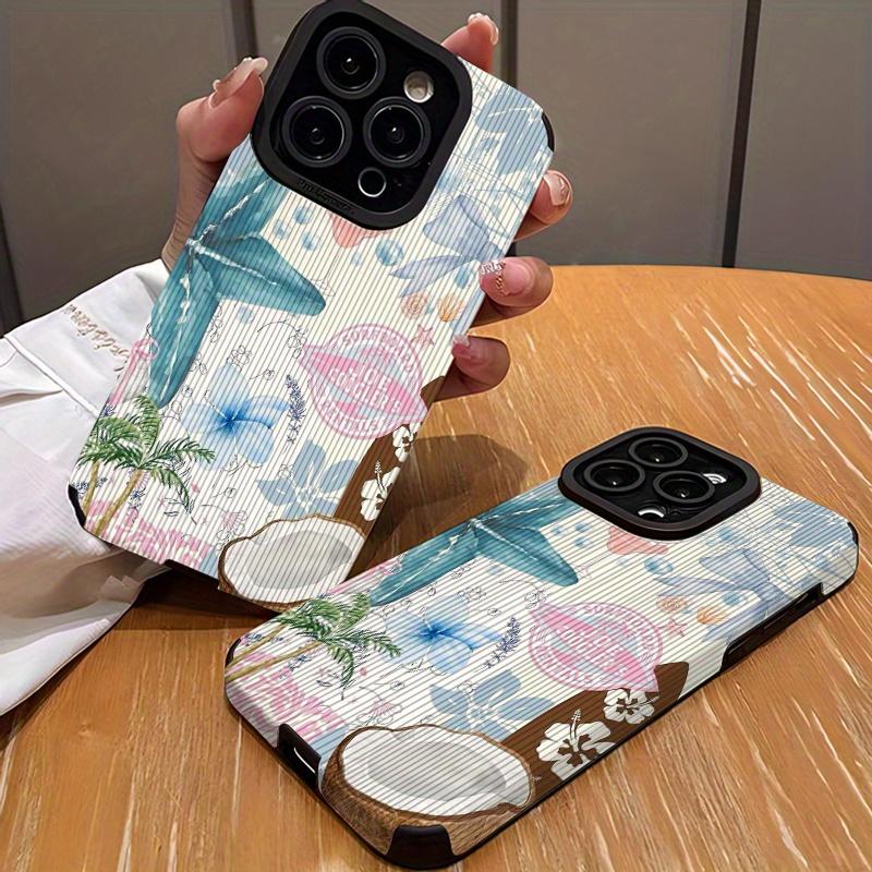 Retro floral starfish pattern phone case suitable for iPhone14 13 12 11 7 8Pro/ Max /Plus XR XS anti-fall and shock-proof