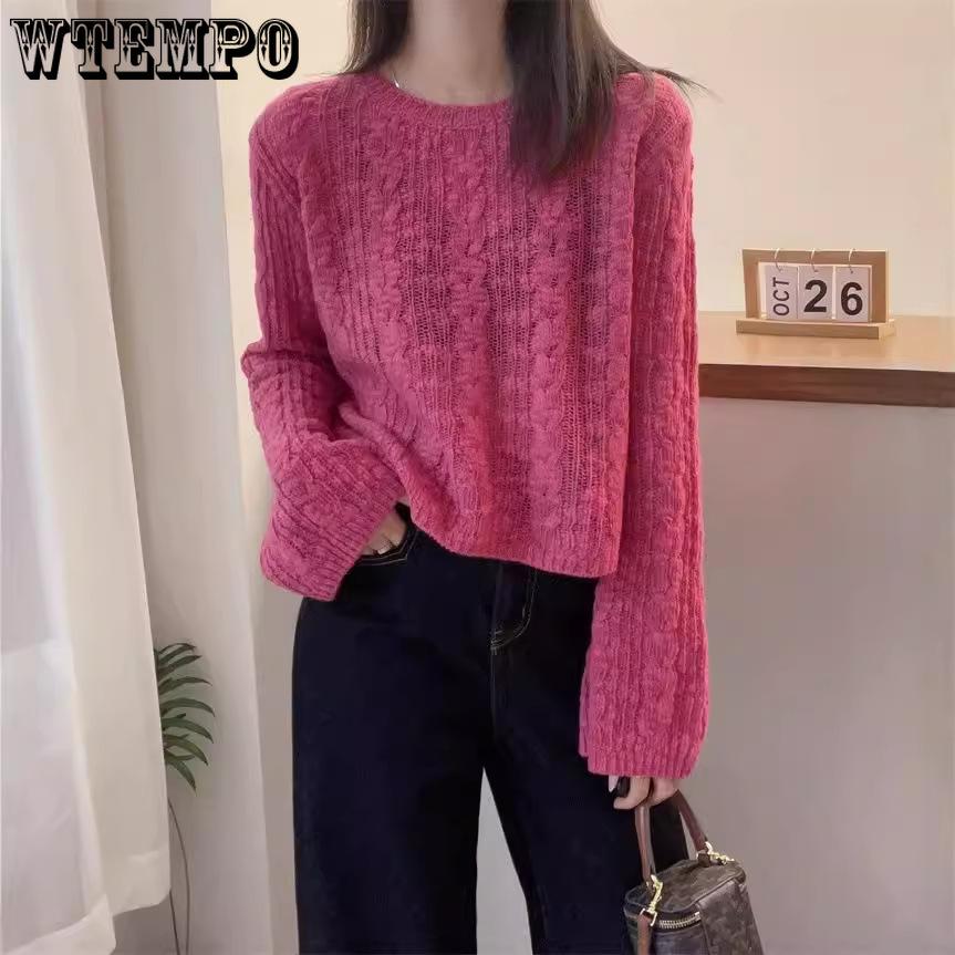 Spring and Autumn Loose Solid Color Soft Glutinous Base Knitted Sweater for Women