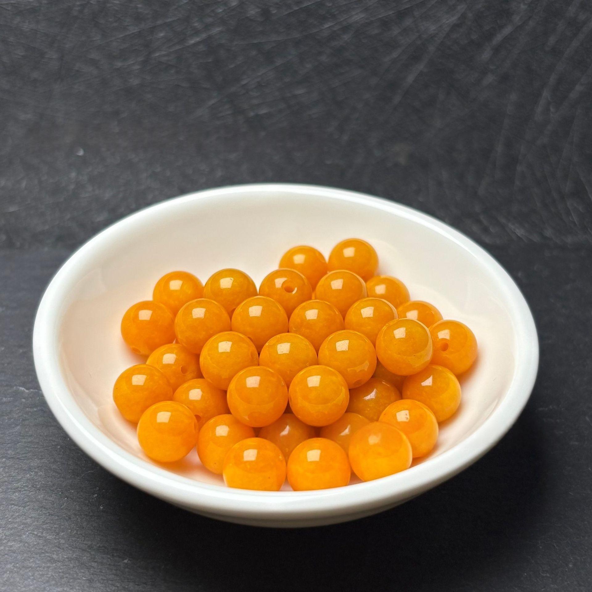 

Golden Orange Honey Wax Chalcedony Round Beads: Yellow-Orange Semi-finished Crystal Beads for Bracelets 8mm