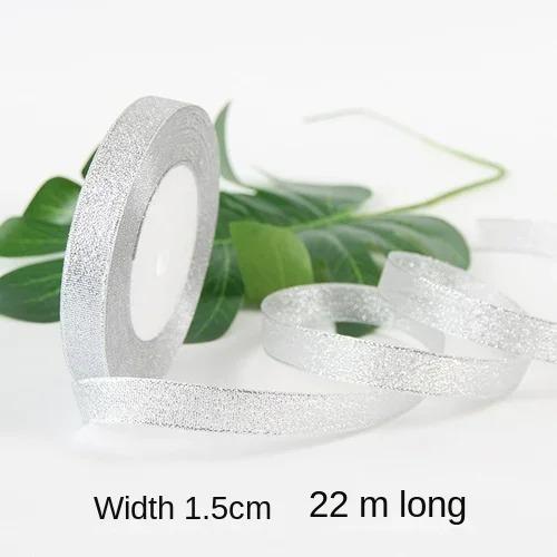 25yards/roll Gold Silver Metallic Glitter Ribbons for Apparel Garment DIY Accessories Crafts Sewing Fabric  Supplies Gift Wrap