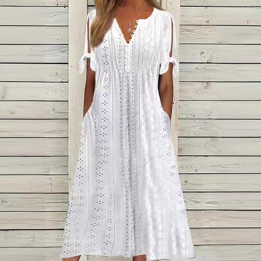 2024 New Fashion High-Waisted Casual Loose Embroidered Dress
