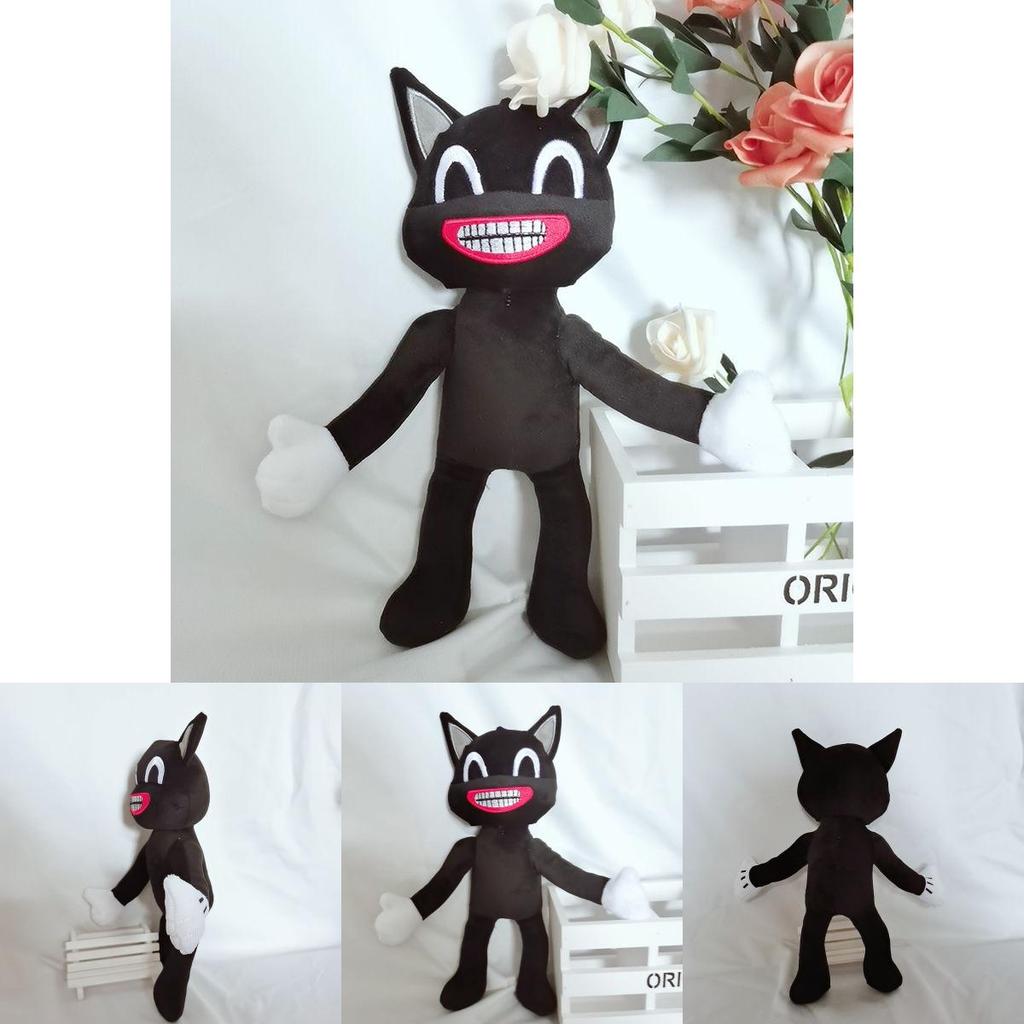 Adorable Black Cartoon Cat Plush Toy Stuffed Doll Perfect For Halloween Decorations