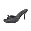 In the summer of 2025, the new square-headed fairy, bow, high-heeled slippers, thin heels, and sandals femininity.