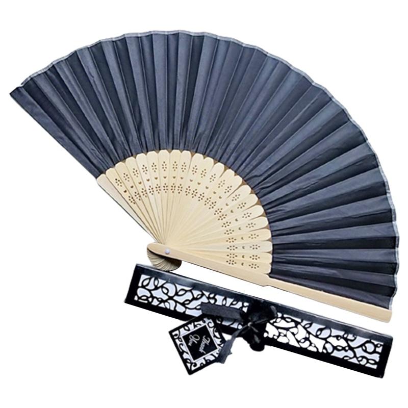 Folding Fan Silk Wedding Dance Hand Fan With Gift Box Party Favors