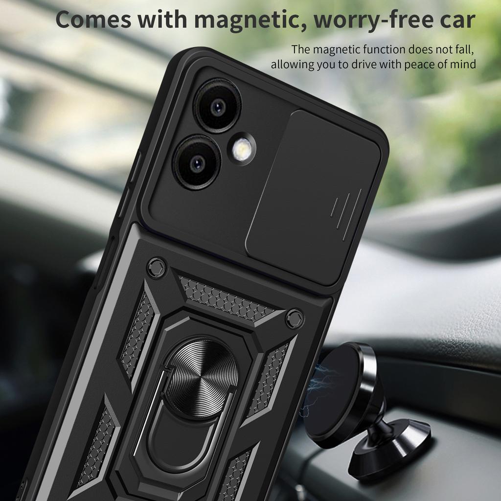 Für Samsung Galaxy A06 4G Hülle mit Schiebekameraabdeckung PC+TPU Ständer Handyhülle