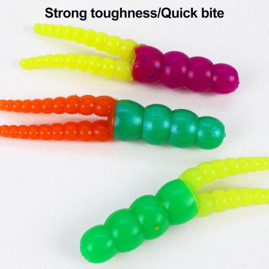 20Pcs 5CM/2G Soft PVC Worm Bait Fork Tail Two-color Bionic Artificial Worm Lure Swimbait Saltwater Freshwater Fishing Accessories
