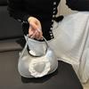 Pu Dumpling Shaped Handbag With Heart Lace Design For Casual Outings