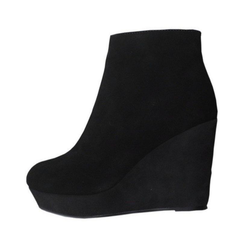 Fashion Platform Women High Heels Wedges Ankle Boots 2025 Winter Suede Designer Shoes Fashion Elegant Short Boots Dress New Trends Pumps