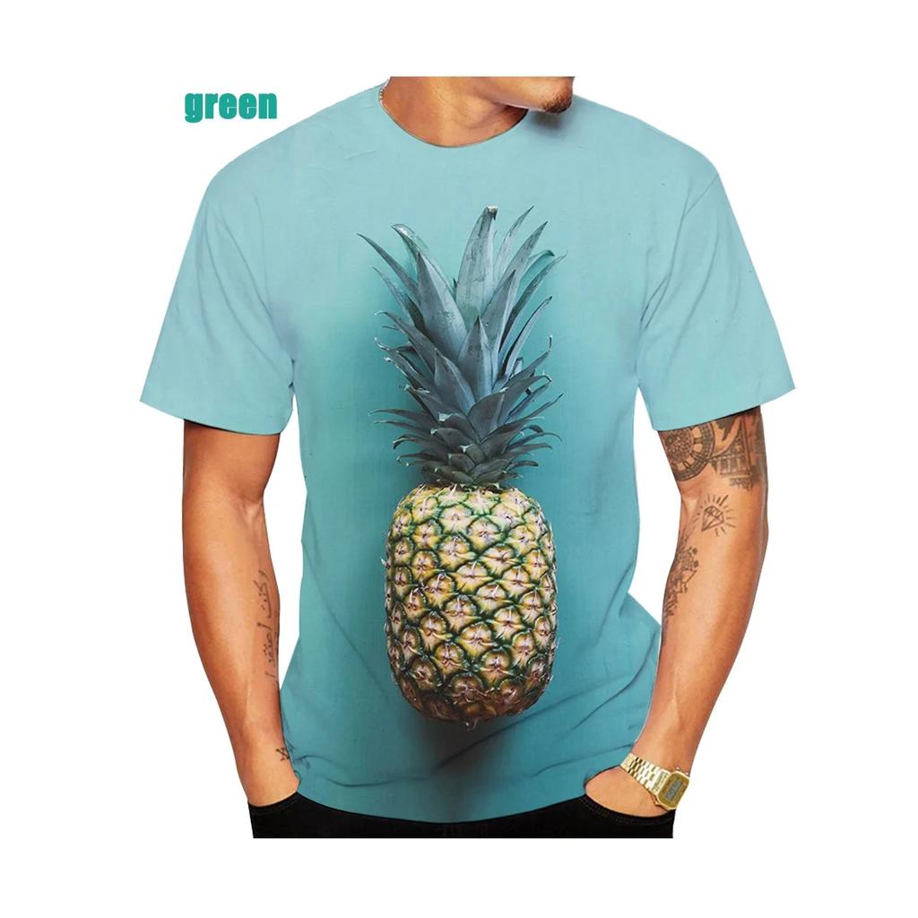 Summer Fruit Pattern 3D Printed Fun Creative Fashionable Pineapple Short-sleeved Outdoor Sports Quick-drying Breathable Men's T-shirts