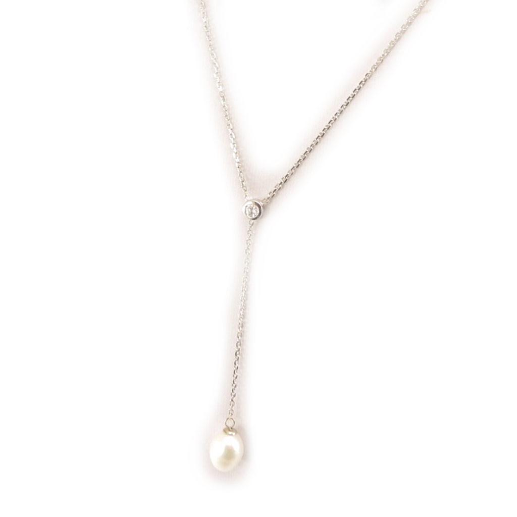 Les Trésors De Lily [C9449] - Stříbrný náhrdelník 'Unique' Stříbrně bílý (rhodiovaný) - 8x1 cm