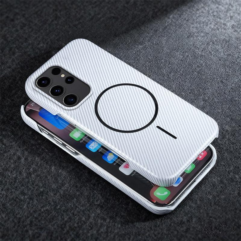 Samsung S26 Ultra Magnetic Carbon Fiber Phone Case with Rotating Stand