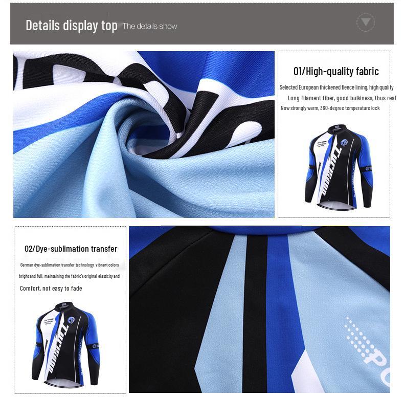 Unisex Fleece-Lined Cycling Set: Long Sleeve Top & Pants for Autumn/Winter