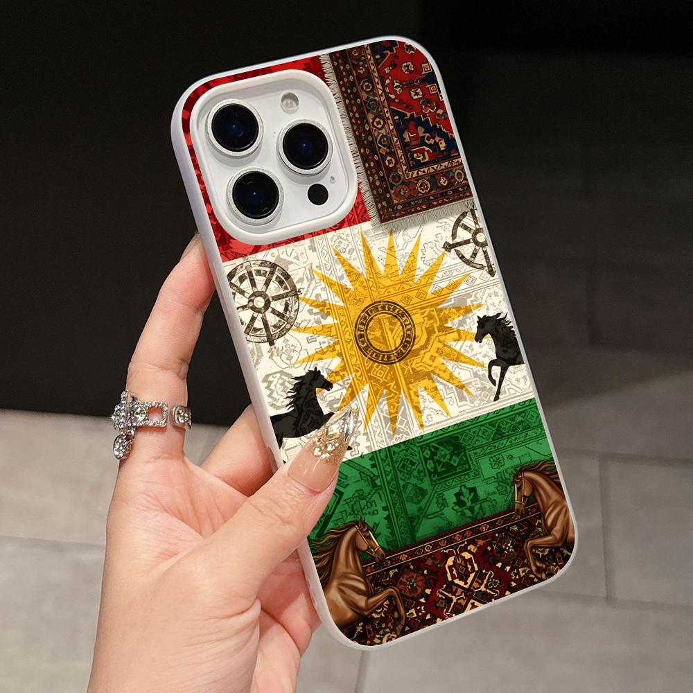 Kurdistan Flag Jelly Double layer White Mobile Phone Case for iPhone 17 16 15 14 13 12 11 Air Pro Max Plus Protective
