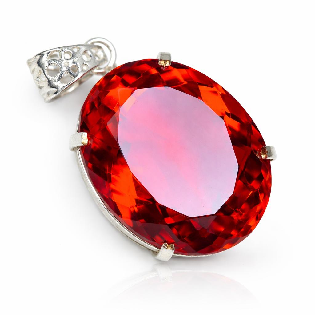 Natural Red Topaz Pendant 101 ct Oval Cut 925 Sterling Silver Gemstone Jewelry Gift
