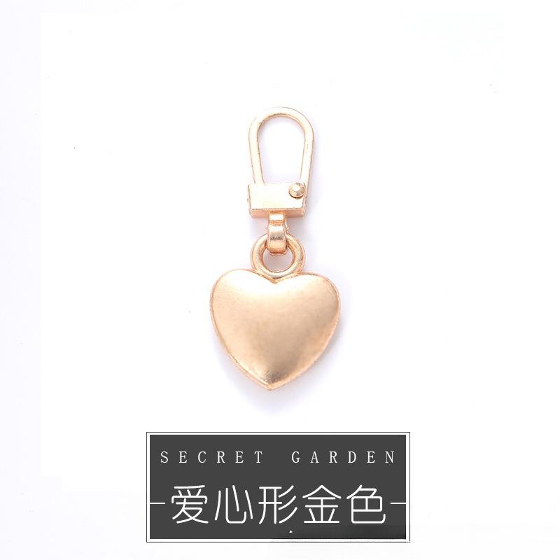 5Pcs Zipper Pull Replacement Detachable Pull Metal Heart Shaped Zipper Universal Zipper for Clothing Jackets Backpack Shoes