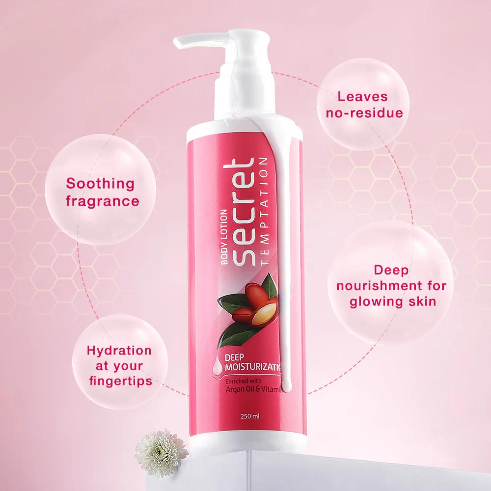 Lotion with Argan Oil and Vitamin E (250 Ml), Body Lotion with Argan Oil & Vitamin E, Secret Temptation