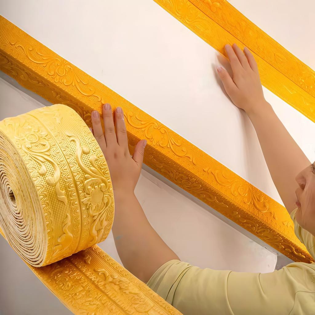 1ROLL 2.3MX12CM Skirting Ceiling Decoration Strip Wall Stickers Self Adhesive Baseboard Waterproof Waist Line Border Wall Top