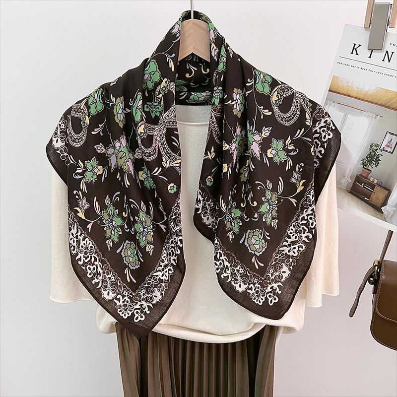 

Маленький шелковый шарф Cuihua для защиты шеи, весенний, заграничный, универсальный, ветрозащитный шарф, женский хлопково-льняной квадратный шарф 68cm