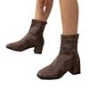 Casual Versatile Single Boots New Large Size Spring and Autumn Square Head Thick Heel Solid Color Women's Martin Boots