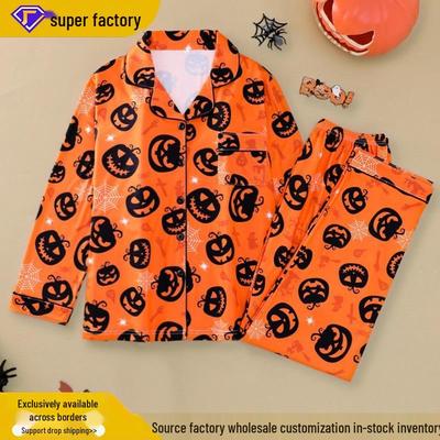 2025 Women's Long-Sleeve Pajama Set: Halloween Lapel Homewear for Spring & Autumn