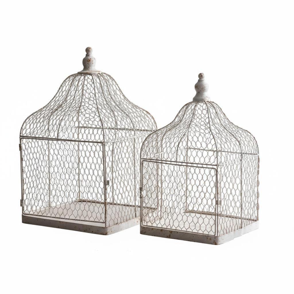 2 Pieces Vintage Birdcage Candle Holder Uncovered Wire Design for Living Room