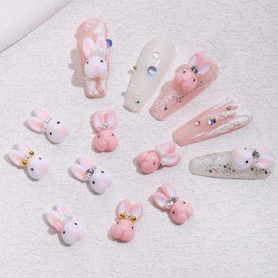 10Pcs Pequeno para Unhas Desenho Animado Jóias Coelho Bonito Decorações de Unhas Acessórios de Unhas Bonitos e Charmosos