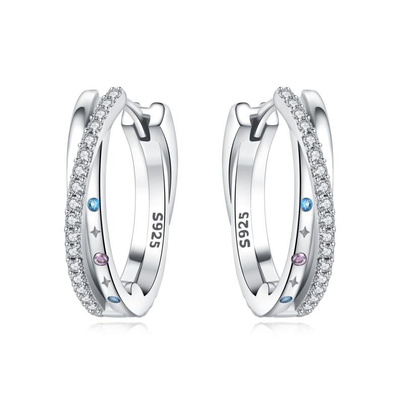 New 925 Silver Heart Hoop Earrings Inlaid Zircon CZ Infinity Love Golden Earrings For Women Wedding Gift Luxury Jewelry