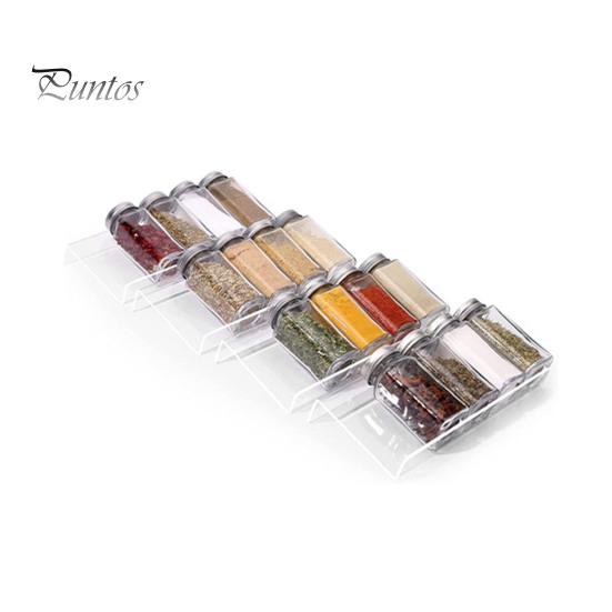 4Pcs Transparent Acrylic Spice Drawer Organizer Expandable Design Seasoning Jars Drawers Insert Kitchen Countertop Spice Rack Tray