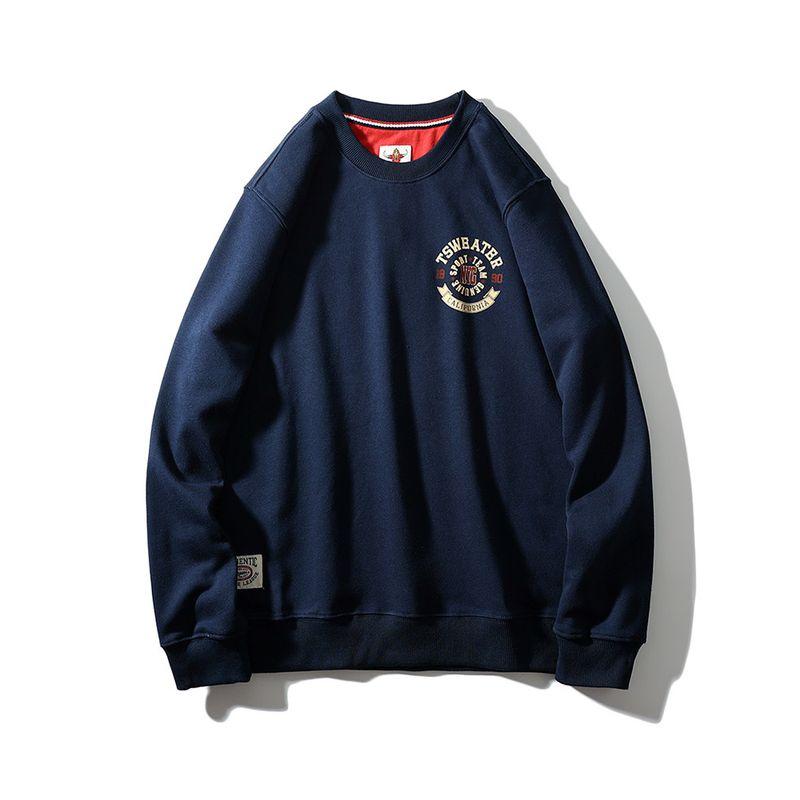 American Retro Fashion Brand Printing Sweatshirt Male 2024 New Spring and Autumn round Neck Export Export Men Casual Jacket Royal Blue 2XL