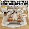 3pcs Halloween Pumpkin Monster Duvet Cover Set Without Core Quilt Cover with 2 PillowcasesSoft and Machine Washable