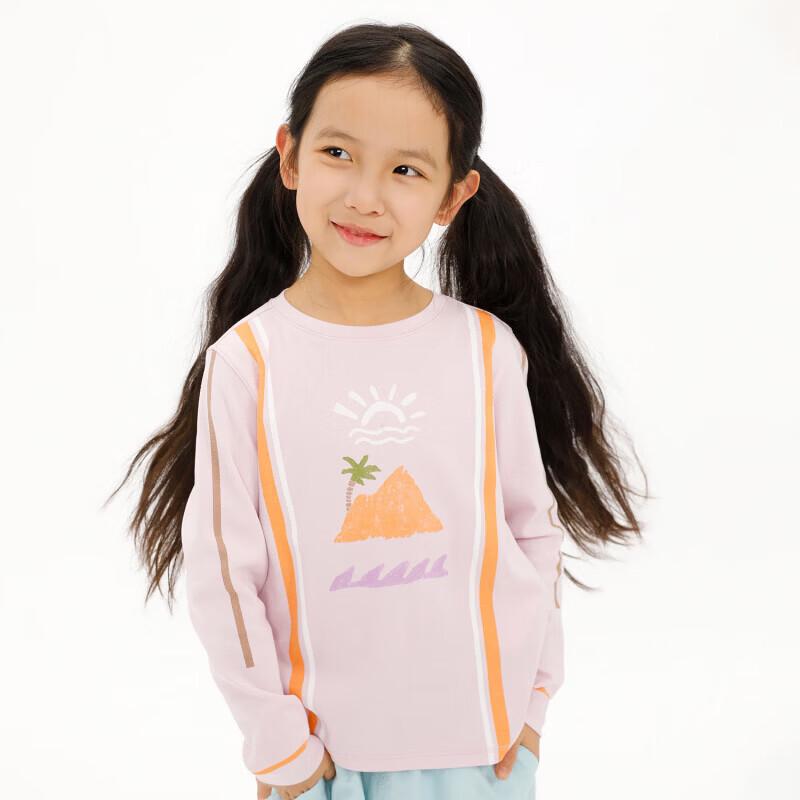 Na Ju Kids Color Block Illustration Printed Long-Sleeve Cotton Ribbed T-Shirt