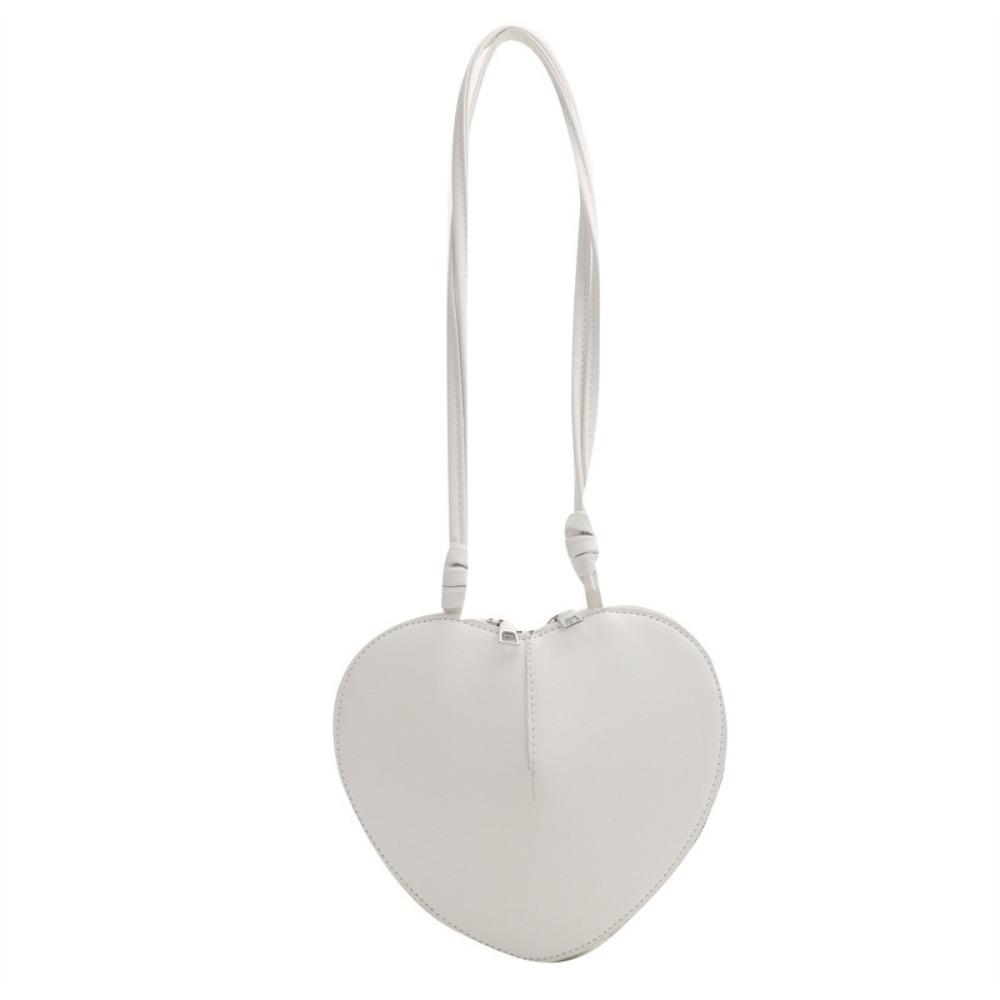 PU Leather Heart Bag Versatile Design Multi-Functional Single Shoulder Bag Unique Design Fashionable Style Heart Shaped Bag белый