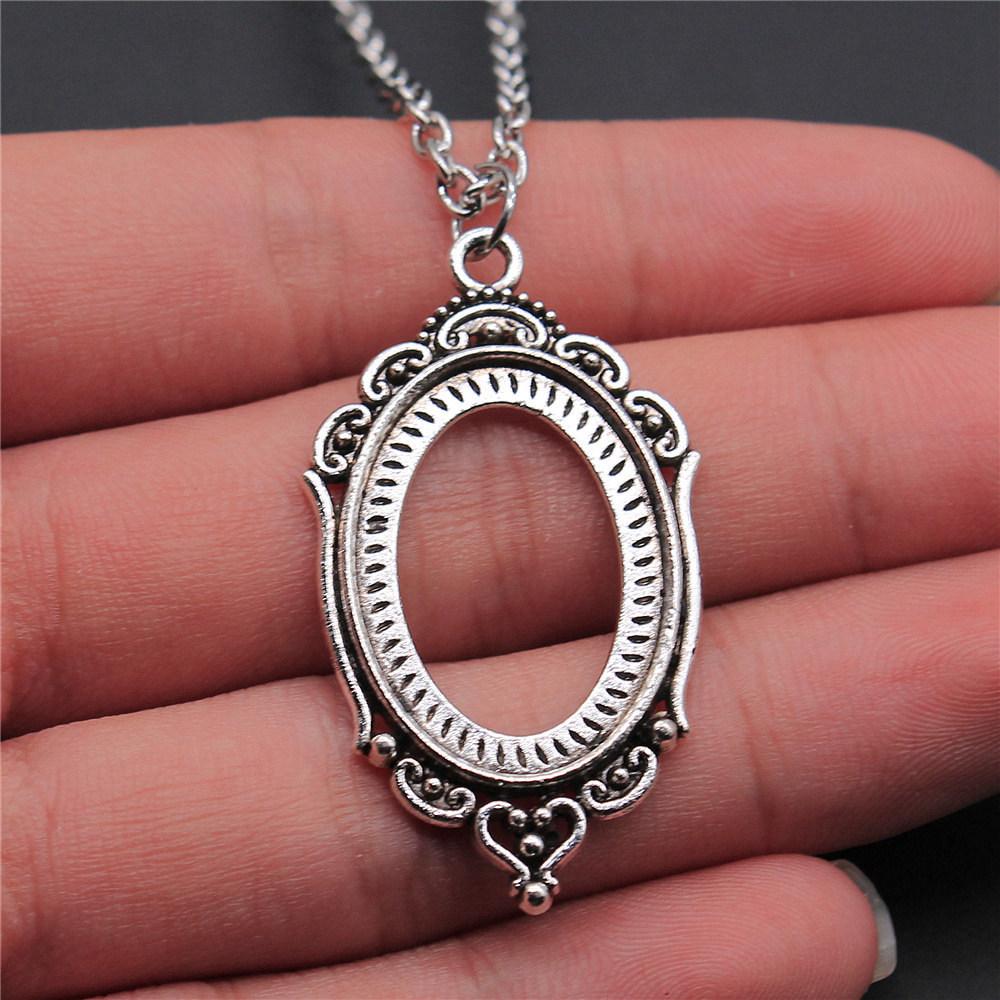 45cm Or 70cm Long Chain Necklace Oval Glass Cabochon Base Setting Tray Minimalist Jewelry Components QN054