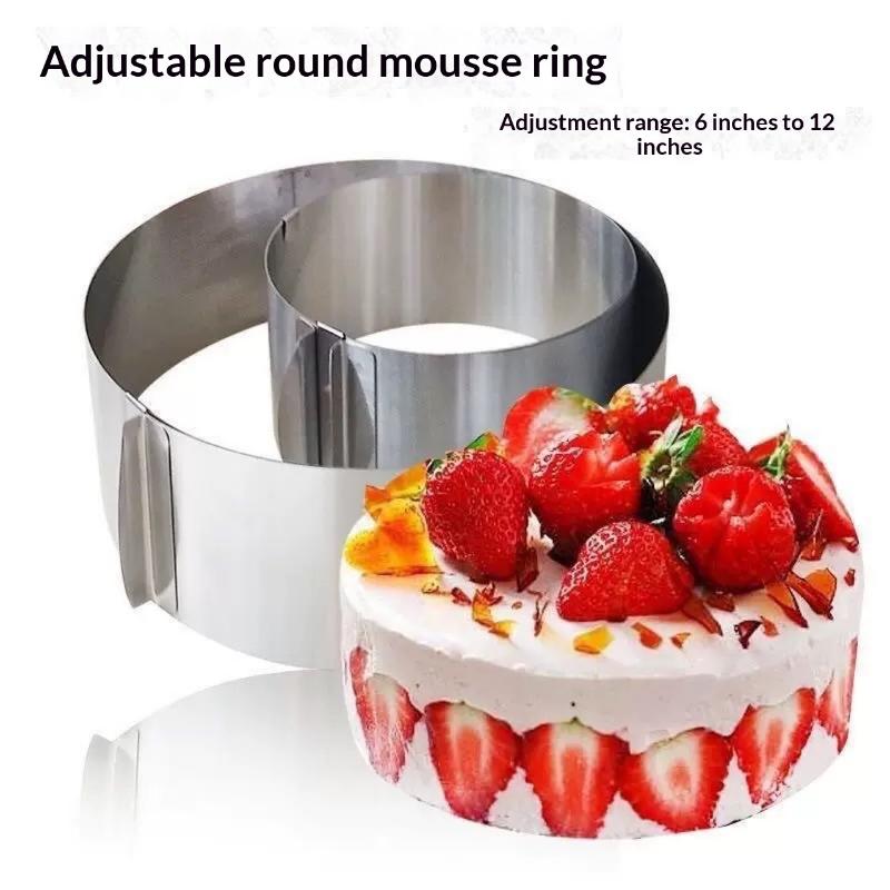 1Pcs Stainless Steel Telescopic Mousse Ring Circle Mold Rustproof Adjustable Mousse Cake Ring For Easy Release Baking Ring Tools