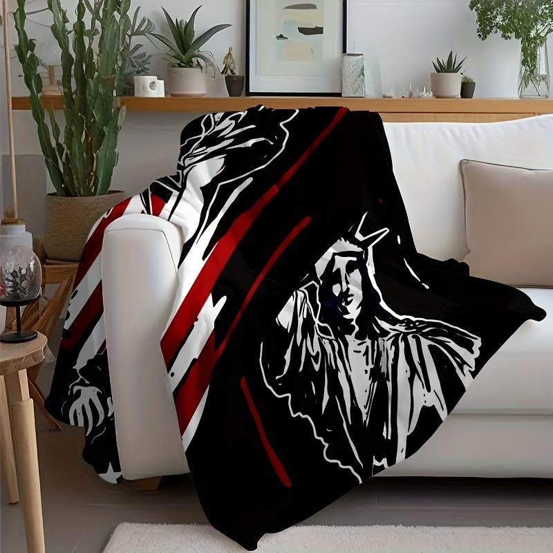 American-themed Design Pattern Flannel Printed Blanket Suitable for All Seasons Suitable for Living Room Office Sofa and Travel