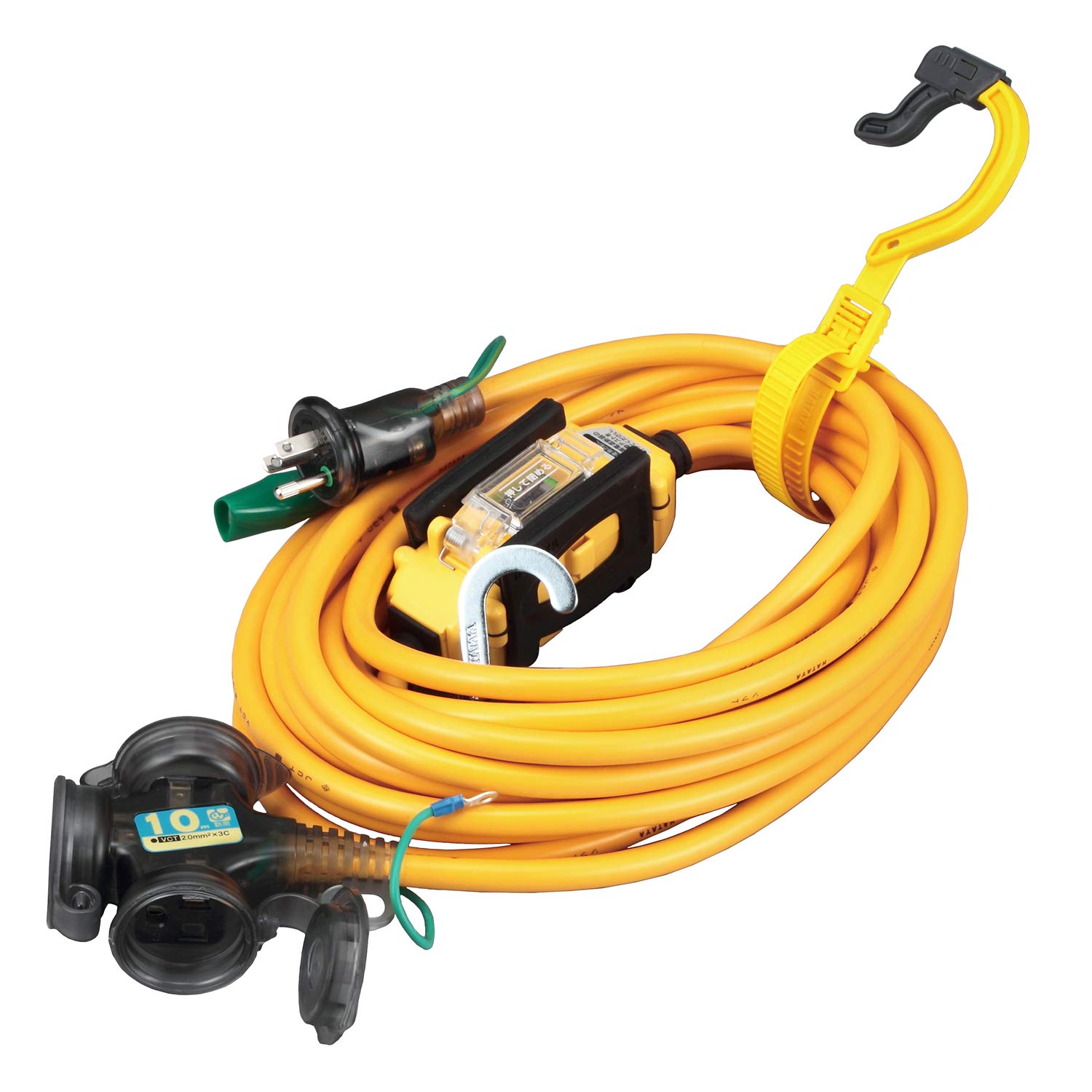 

HATAYA BFX Extension Cord, 2-Pin Grounded, Outdoor Use (Weatherproof), 10m Cord, 2.0mm Diameter, Ground Fault Circuit Breaker, Dedicated Ground Fault