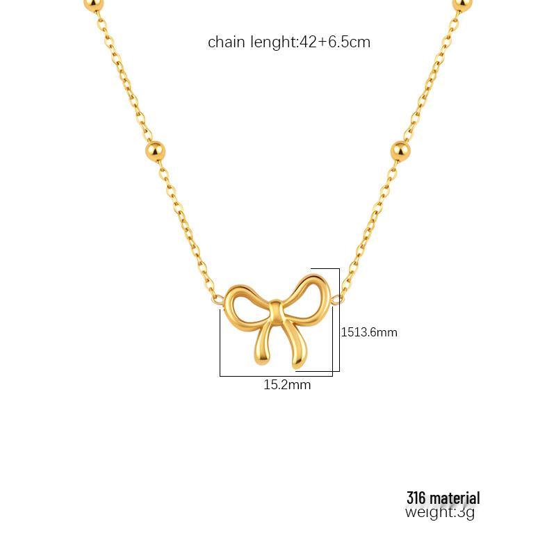 European & American Fashion Women's 18K Bow Necklace - Luxury Stainless Steel Clavicle Chain