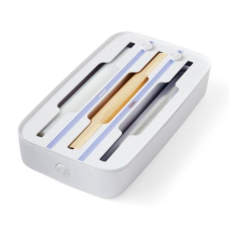 

StoraRoll Wrap Dispenser 3-in-1 Kitchen Drawer Organizer for Foil Plastic Wrap Parchment and Wax Paper with Safety Cutters and United States