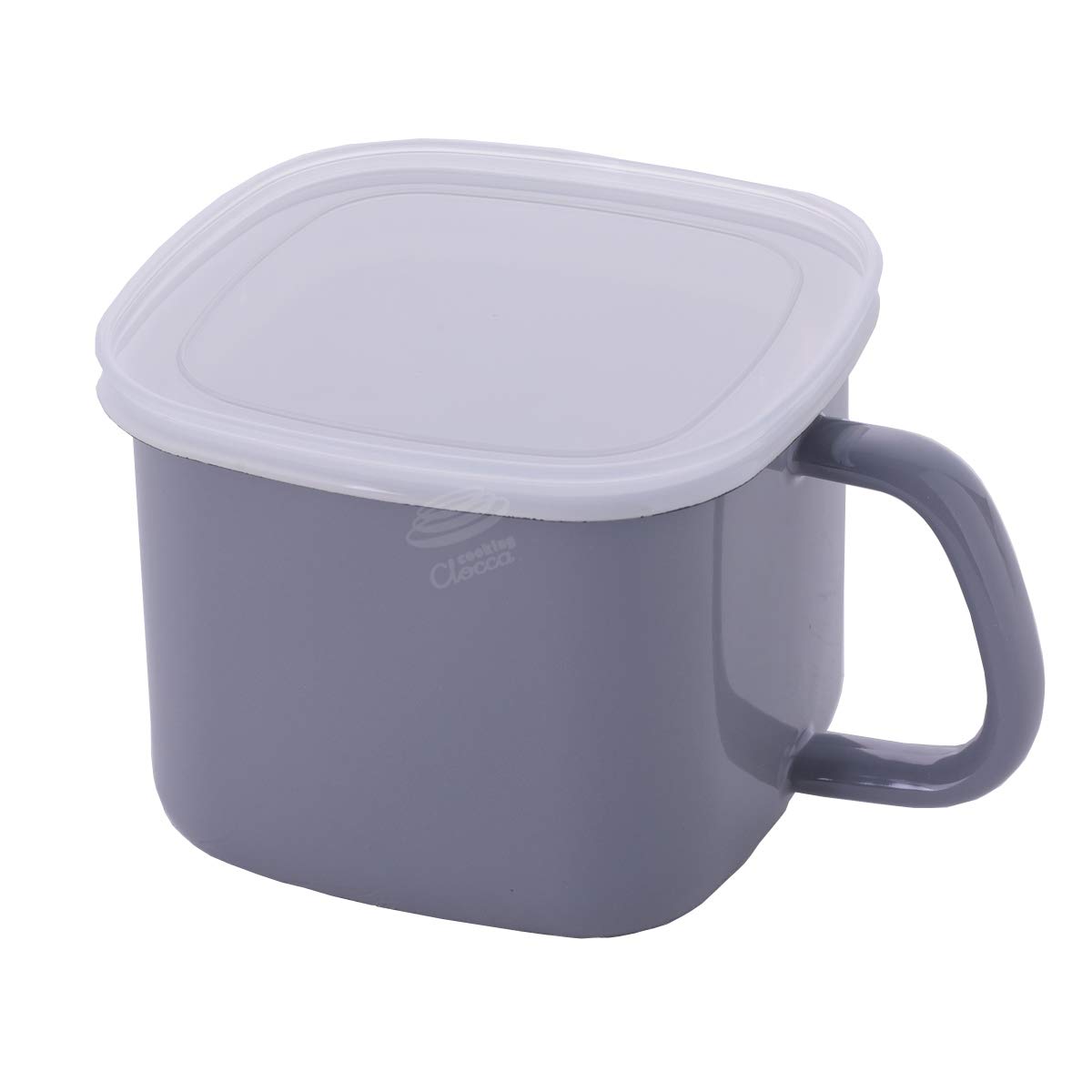 

Fuji Enamel Storage Container, Square Miso Pot with Airtight Lid, Light Gray, C-KP.LG