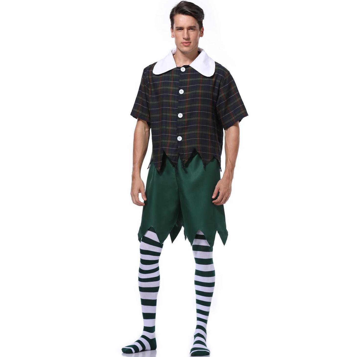 

M-XL Чоловічий шотландський костюм гнома в клітку COS Чоловічий костюм Чарівника країни Оз на Хелловін XL зелений