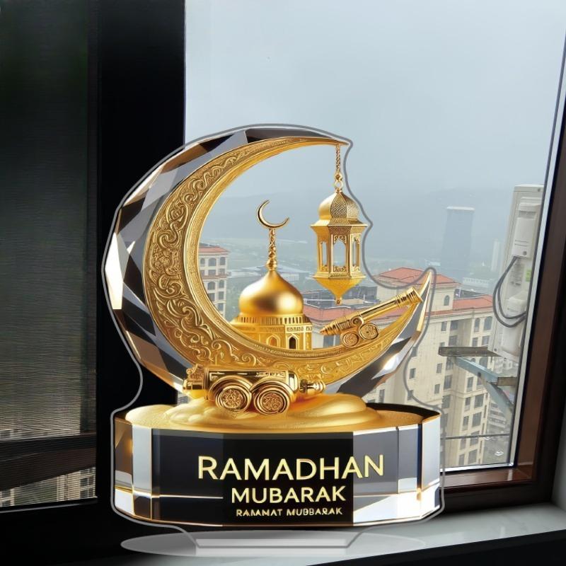 2D Flat Acrylic Elegant Ramadan Mubarak Decoration, Indoor and Outdoor Decoration - No Battery/electricity Required, Free Day Decoration, S