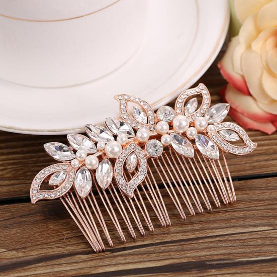 Elegant Lady Rhinestone Faux Pearl Hair Pin Comb Clip Wedding Bridal Headwear