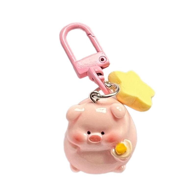 3D Pink Pig Keychain Pendant Cute Cartoon Resin Charm Key Rings Personalized Hangings Keychain for Girls and Students