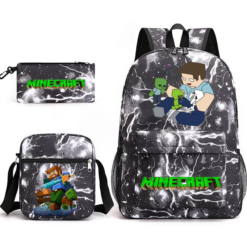 2022 Cross-border Starry Sky School Bag Three-piece Casual Fashion My World Game School Travel Bag