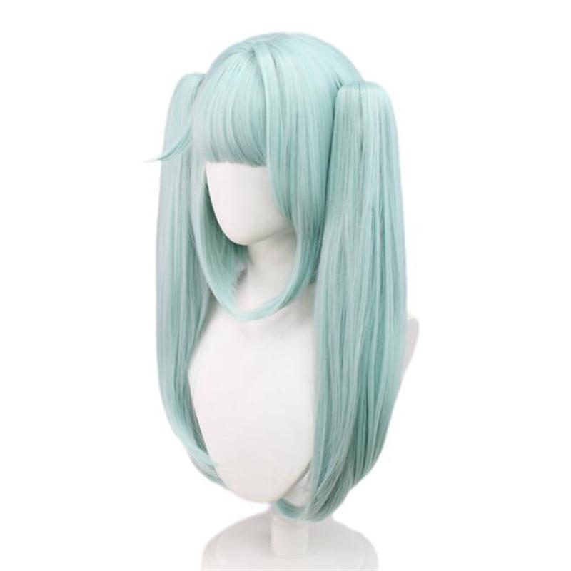 Anime Cosplay Wig Cyberpunk Edgerunners Rebecca Cosplay Wig Double Ponytails Cyan-blue Wig Cosplay Heat Resistant Synthetic Wigs