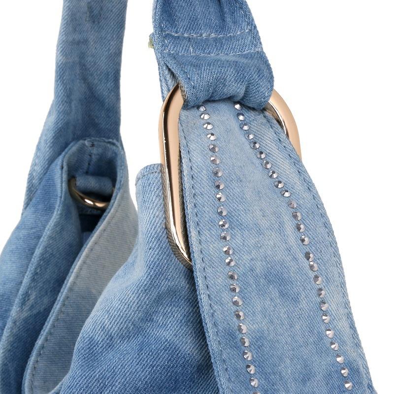 Taschen Damen Nieten Jeanstaschen Große Kapazität Umhängetaschen Leinwand Tragbare Schulter Beuteltaschen Tragetaschen