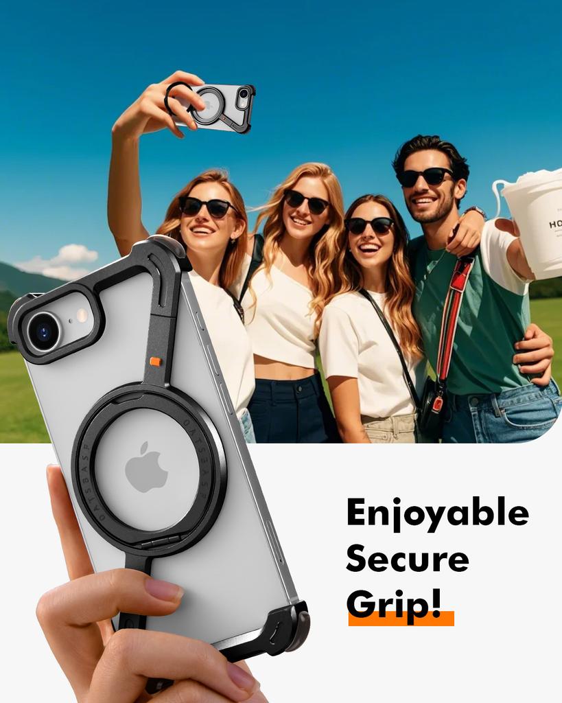for iPhone 16 E Phone Case Magsafe With 360°Rotate Magnetic Ring Stand Z-Shaped Metal Frameless Shockproof Protector Cover